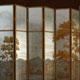 Glass screens decorated in verre eglomise